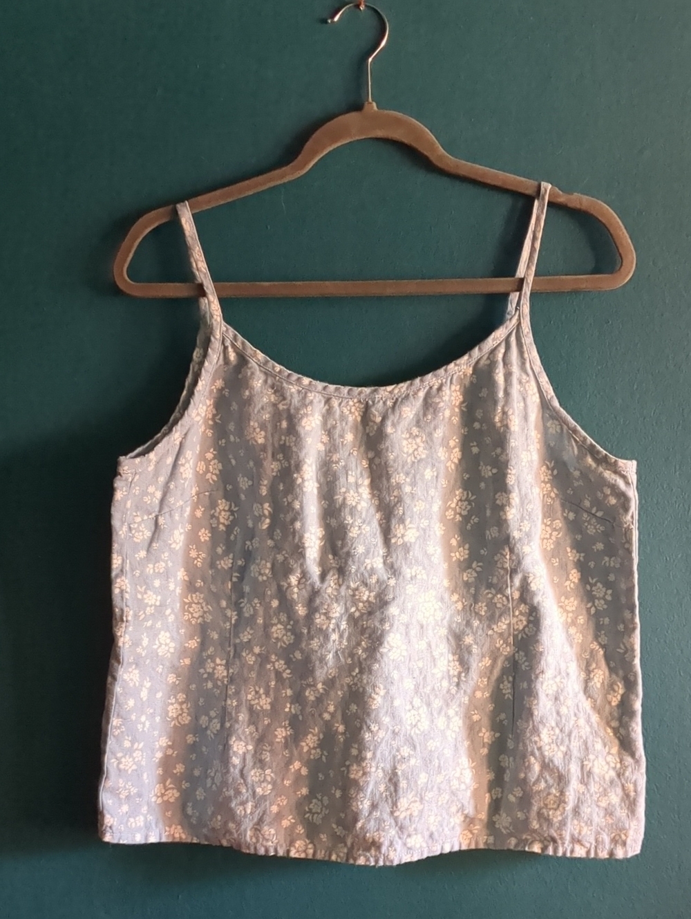 notPERFECTLINEN 100% Linen Rimini Light Blue Floral Camisole